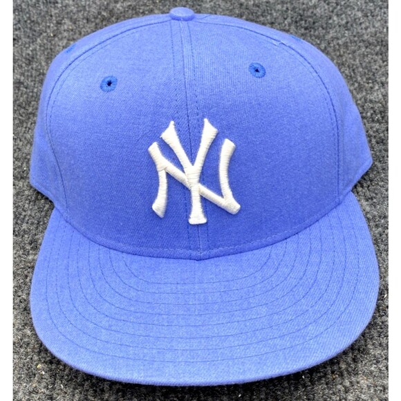 Vintage New Era 59Fifty NY Yankees Hat 7 1/2 Periwinkle Blue Wool Made in USA - Picture 1 of 14